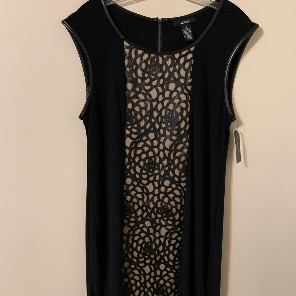 ALFANI Dress with Faux Leather Trim/Details size Small